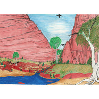Aboriginal Artwork by Ricky Jakamara Connick, Rungutjirpa (Simpson's Gap), 34.5x24.5cm