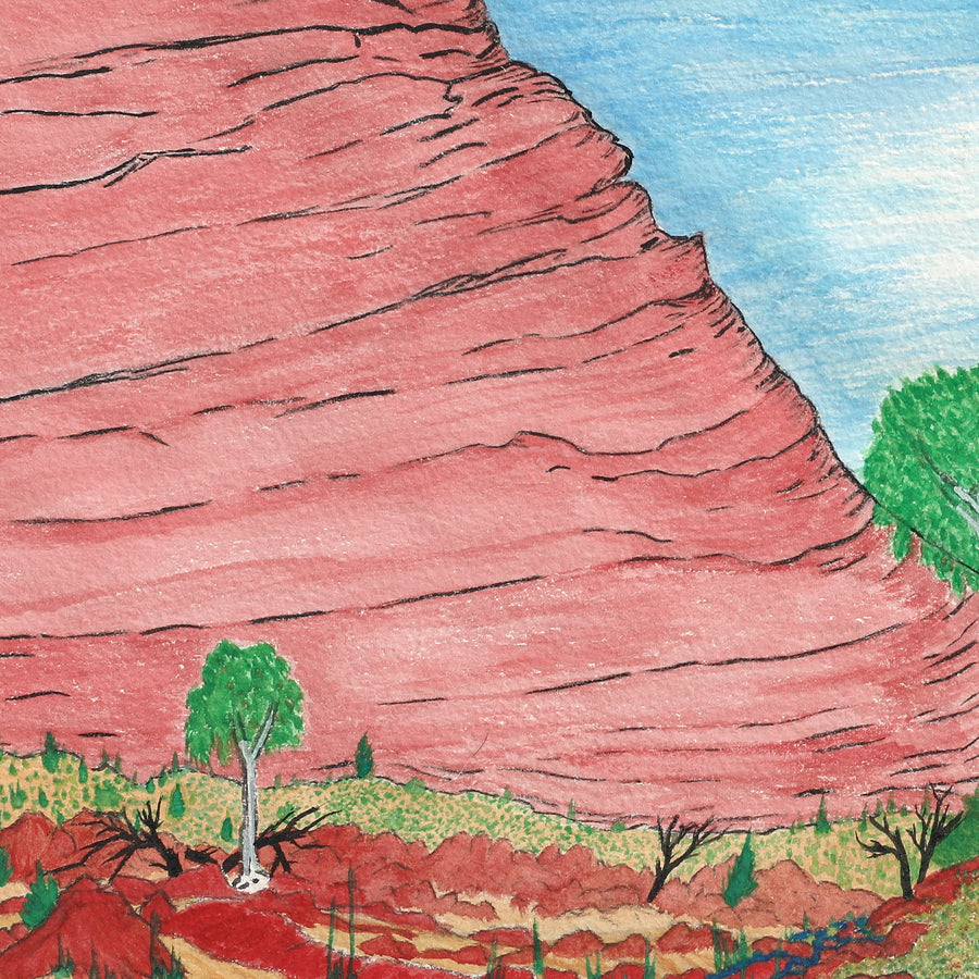 Aboriginal Artwork by Ricky Jakamara Connick, Rungutjirpa (Simpson's Gap), 34.5x24.5cm