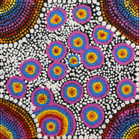 Aboriginal Artwork by Riona Nakamarra Wilson, Patterns of the Landscape around Yuendumu, 30x30cm