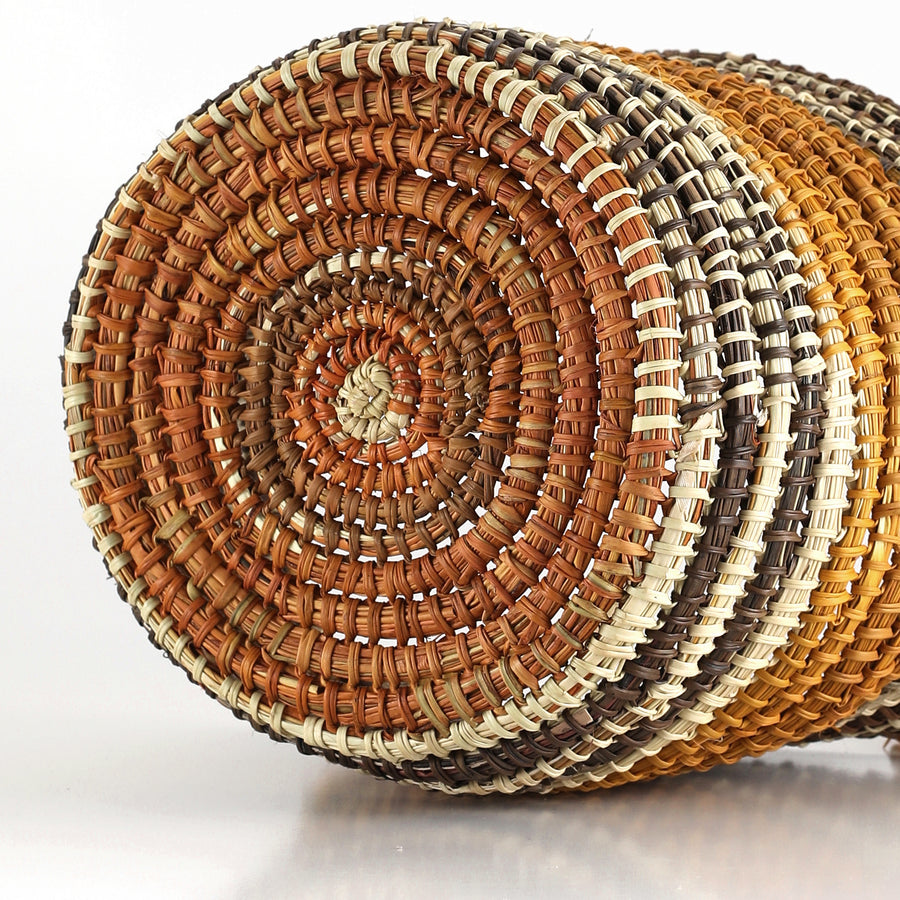 Aboriginal Artwork by Rirritjiwuy Munyarryun, Bathi (woven basket)