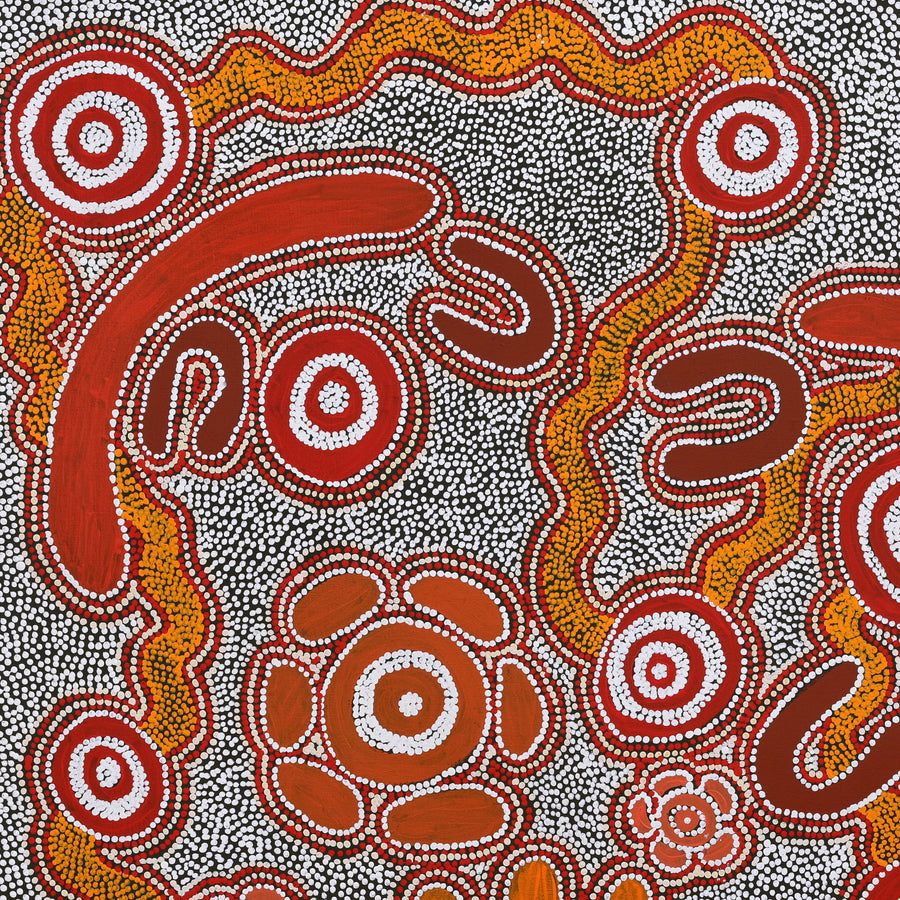Aboriginal Artwork by Ritasha Nampijinpa Martin, Ngarlu Jukurrpa (Love Dreaming), 91x91cm