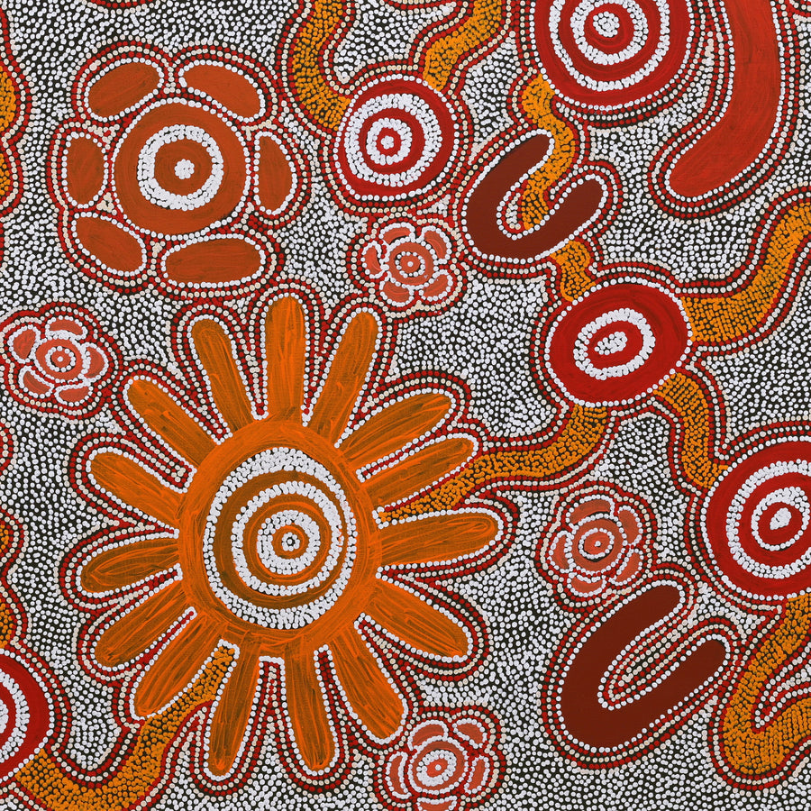 Aboriginal Artwork by Ritasha Nampijinpa Martin, Ngarlu Jukurrpa (Love Dreaming), 91x91cm