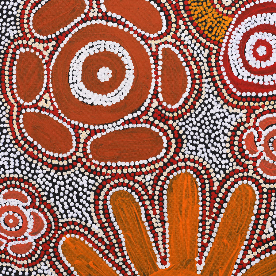 Aboriginal Artwork by Ritasha Nampijinpa Martin, Ngarlu Jukurrpa (Love Dreaming), 91x91cm