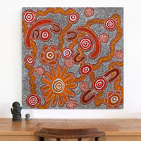 Aboriginal Artwork by Ritasha Nampijinpa Martin, Ngarlu Jukurrpa (Love Dreaming), 91x91cm