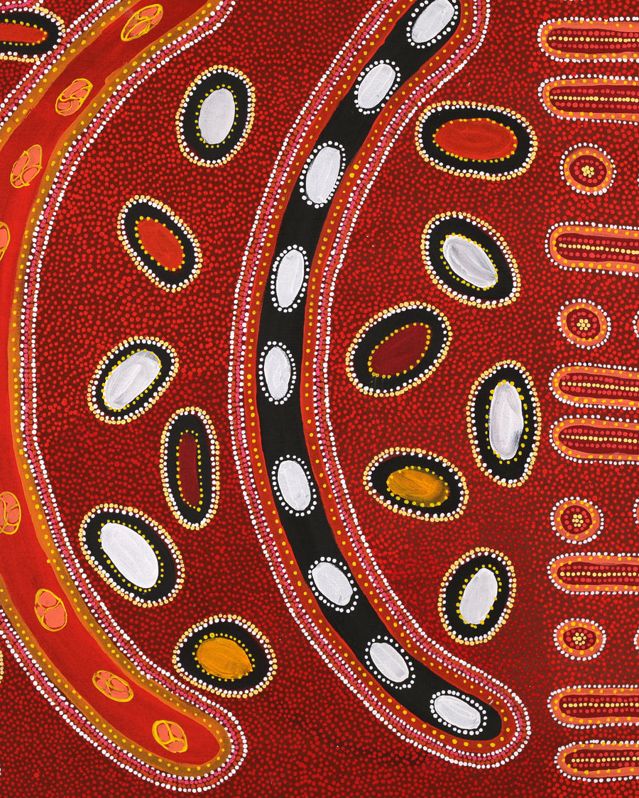 Aboriginal Artwork by Ritasha Nampijinpa Martin, Ngarlu Jukurrpa (Love Dreaming), 107x91cm