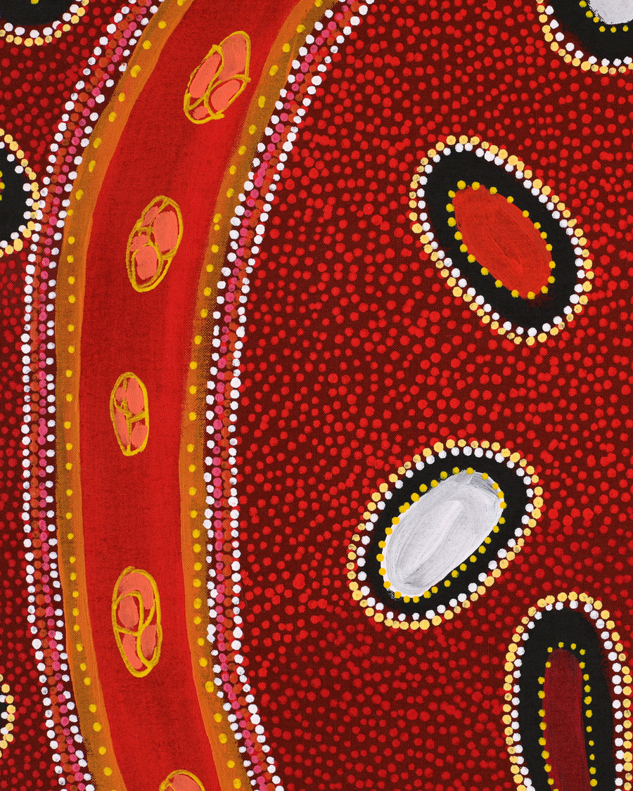 Aboriginal Artwork by Ritasha Nampijinpa Martin, Ngarlu Jukurrpa (Love Dreaming), 107x91cm