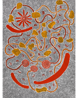 Aboriginal Artwork by Ritasha Nampijinpa Martin, Janganpa Jukurrpa (Brush-tail Possum Dreaming) - Mawurrji, 122x91cm