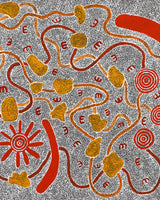 Aboriginal Artwork by Ritasha Nampijinpa Martin, Janganpa Jukurrpa (Brush-tail Possum Dreaming) - Mawurrji, 122x91cm
