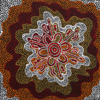 Aboriginal Artwork by Ritasha Nampijinpa Martin, Wati-jarra Jukurrpa (Two Men Dreaming), 40x40cm