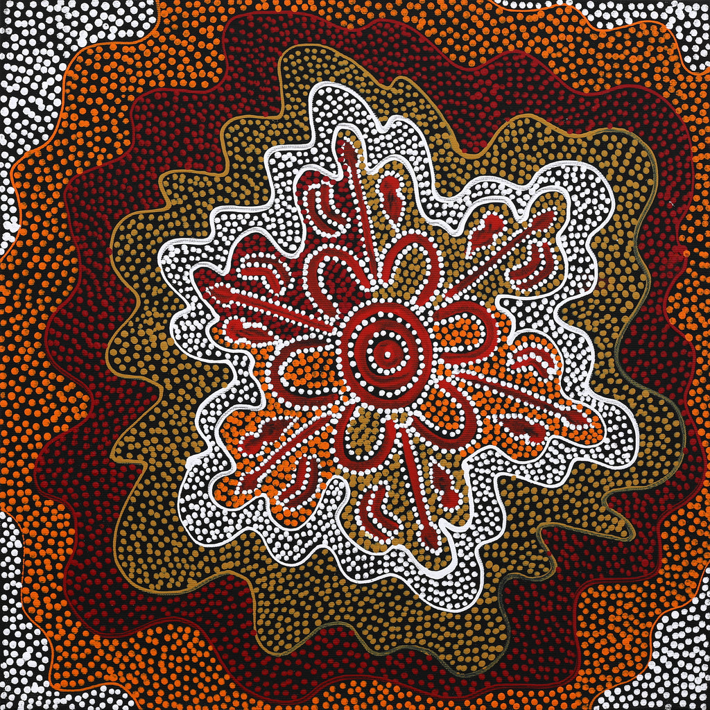 Aboriginal Art by Ritasha Nampijinpa Martin, Wati-jarra Jukurrpa (Two Men Dreaming), 40x40cm - ART ARK®