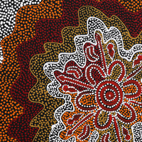 Aboriginal Artwork by Ritasha Nampijinpa Martin, Wati-jarra Jukurrpa (Two Men Dreaming), 40x40cm