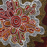 Aboriginal Artwork by Ritasha Nampijinpa Martin, Wati-jarra Jukurrpa (Two Men Dreaming), 40x40cm