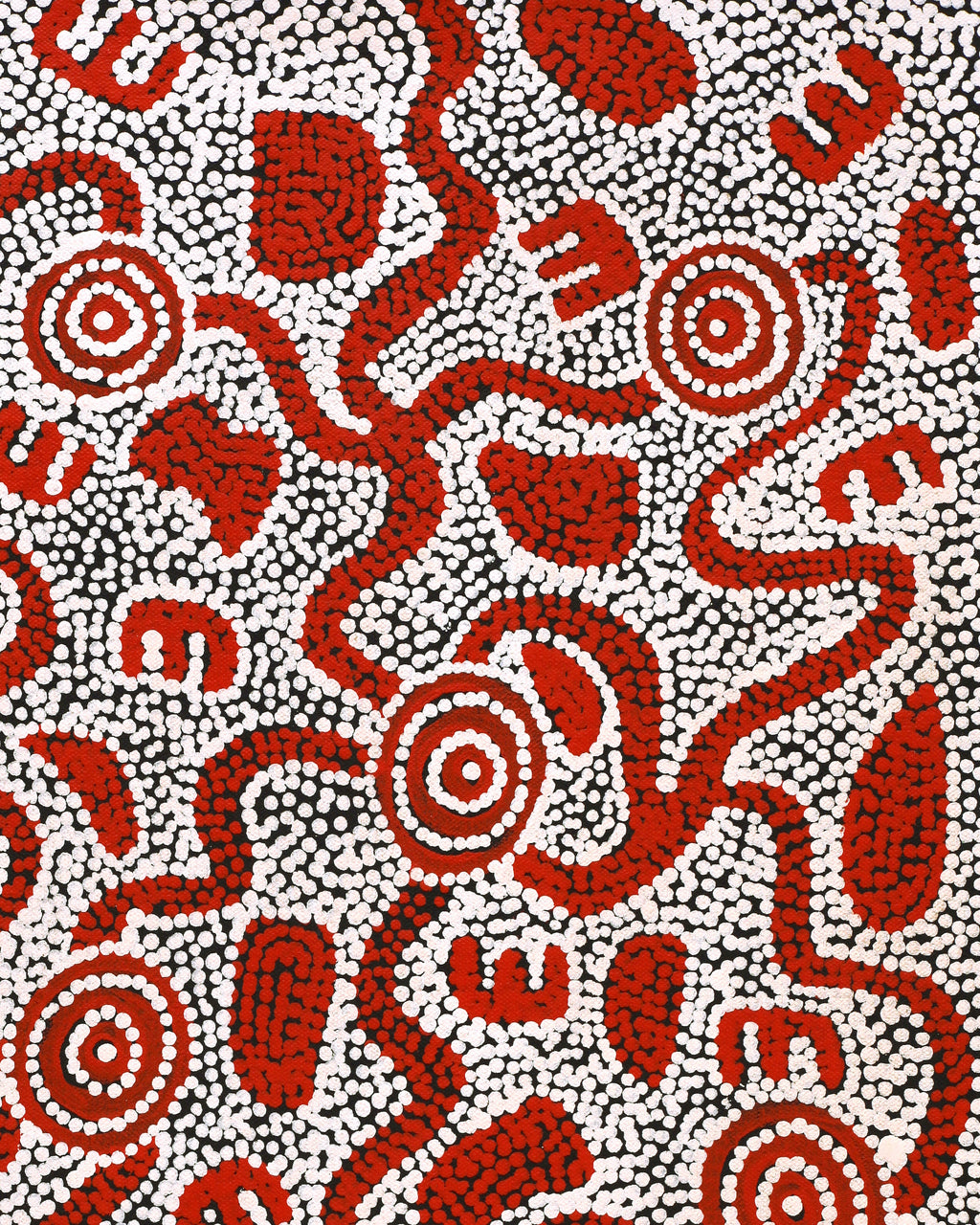 Aboriginal Artwork by Ritasha Nampijinpa Martin, Janganpa Jukurrpa (Brush-tail Possum Dreaming) - Mawurrji, 61x30cm