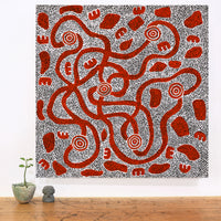 Aboriginal Artwork by Ritasha Nampijinpa Martin, Janganpa Jukurrpa (Brush-tail Possum Dreaming) - Mawurrji, 61x61cm