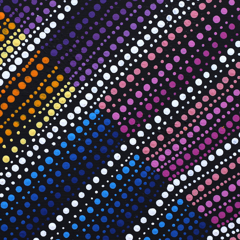 Aboriginal Artwork by Rochelle Nungarrayi Kunoth, Ngapa Jukurrpa (Water Dreaming) - Puyurru, 30x30cm