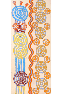 Aboriginal Artwork by Roschelle Nampijinpa Major, Warna Jukurrpa (Snake Dreaming), 107x46cm