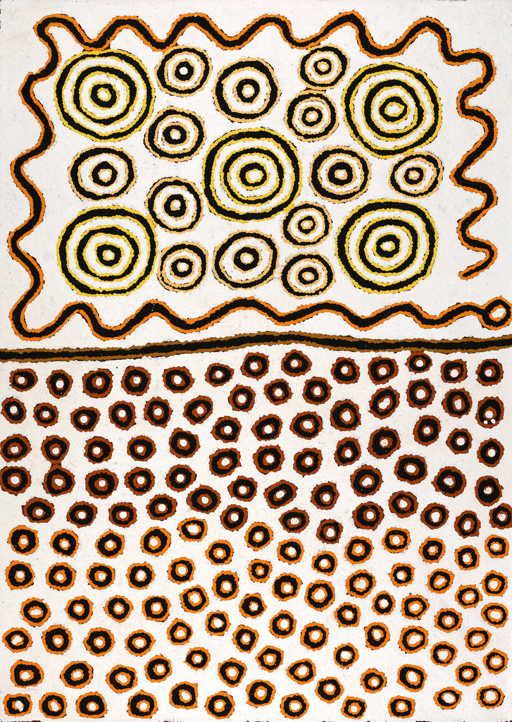 Aboriginal Art by Roschelle Nampijinpa Major, Warna Jukurrpa (Snake Dreaming), 107x76cm - ART ARK®