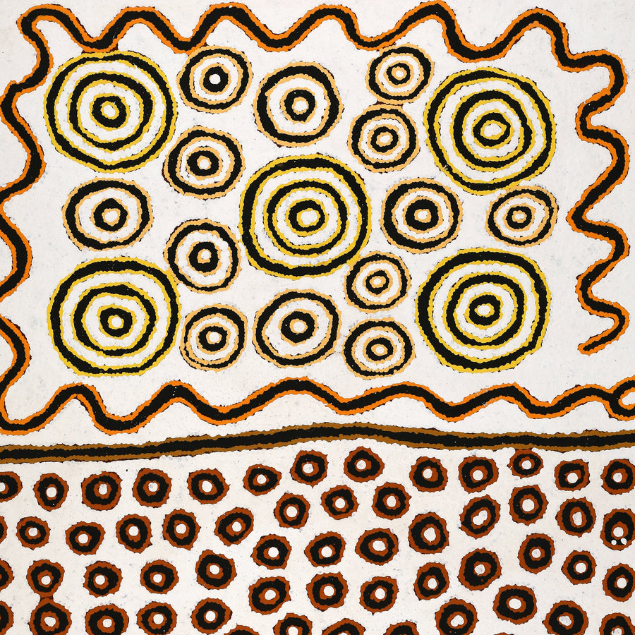 Aboriginal Artwork by Roschelle Nampijinpa Major, Warna Jukurrpa (Snake Dreaming), 107x76cm
