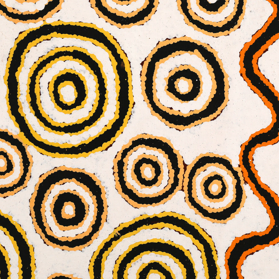 Aboriginal Artwork by Roschelle Nampijinpa Major, Warna Jukurrpa (Snake Dreaming), 107x76cm