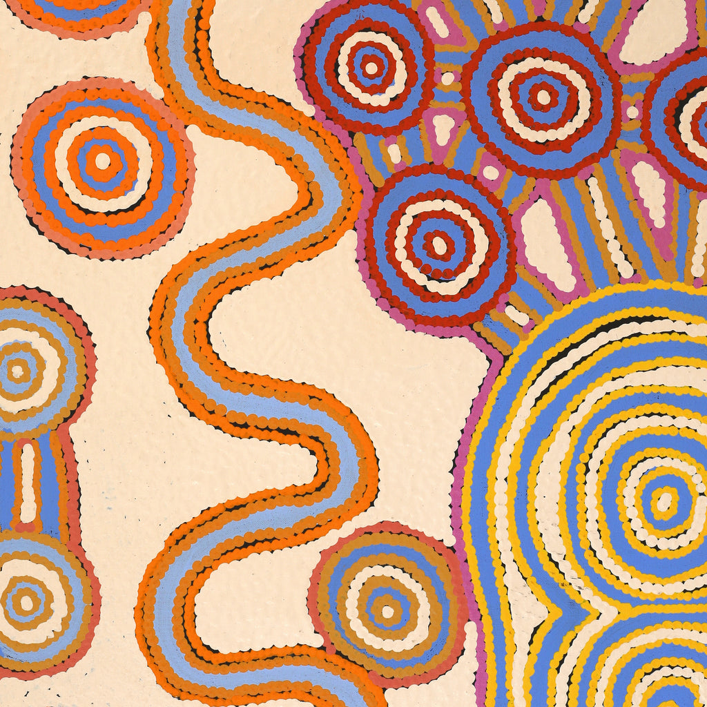 Aboriginal Artwork by Roschelle Nampijinpa Major, Warna Jukurrpa (Snake Dreaming), 152x91