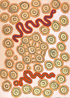 Aboriginal Art by Roschelle Nampijinpa Major, Warna Jukurrpa (Snake Dreaming), 107x76cm - ART ARK®