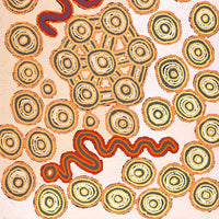 Aboriginal Artwork by Roschelle Nampijinpa Major, Warna Jukurrpa (Snake Dreaming), 107x76cm