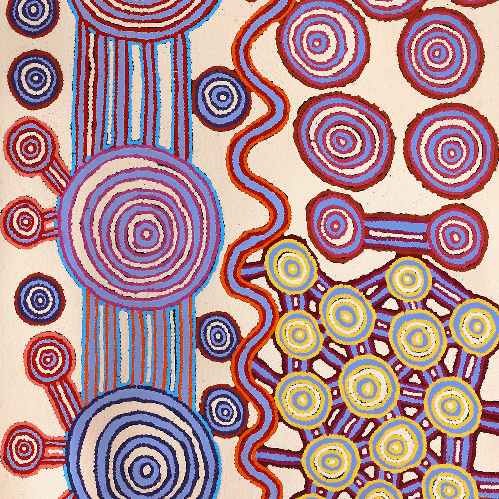 Aboriginal Artwork by Roschelle Nampijinpa Major, Warna Jukurrpa (Snake Dreaming), 183x76cm