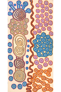 Aboriginal Artwork by Roschelle Nampijinpa Major, Warna Jukurrpa (Snake Dreaming), 183x91cm