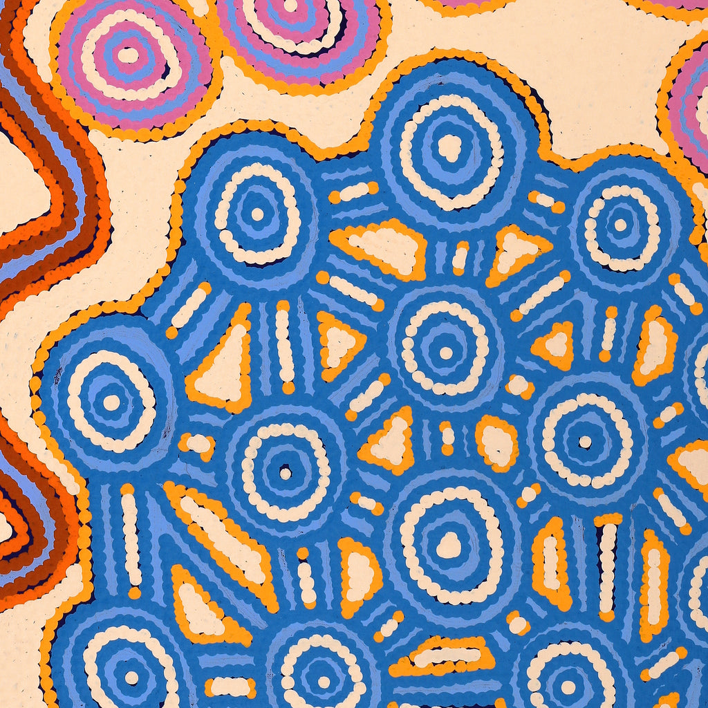 Aboriginal Art by Roschelle Nampijinpa Major, Warna Jukurrpa (Snake Dreaming), 183x91cm - ART ARK®