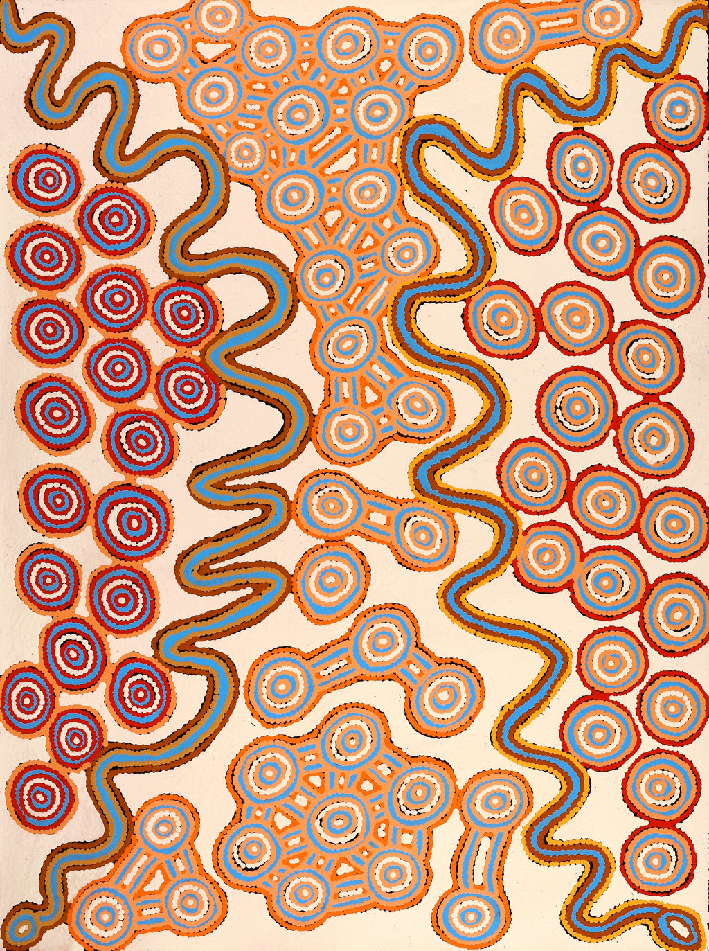 Aboriginal Artwork by Roschelle Nampijinpa Major, Warna Jukurrpa (Snake Dreaming), 122x91cm