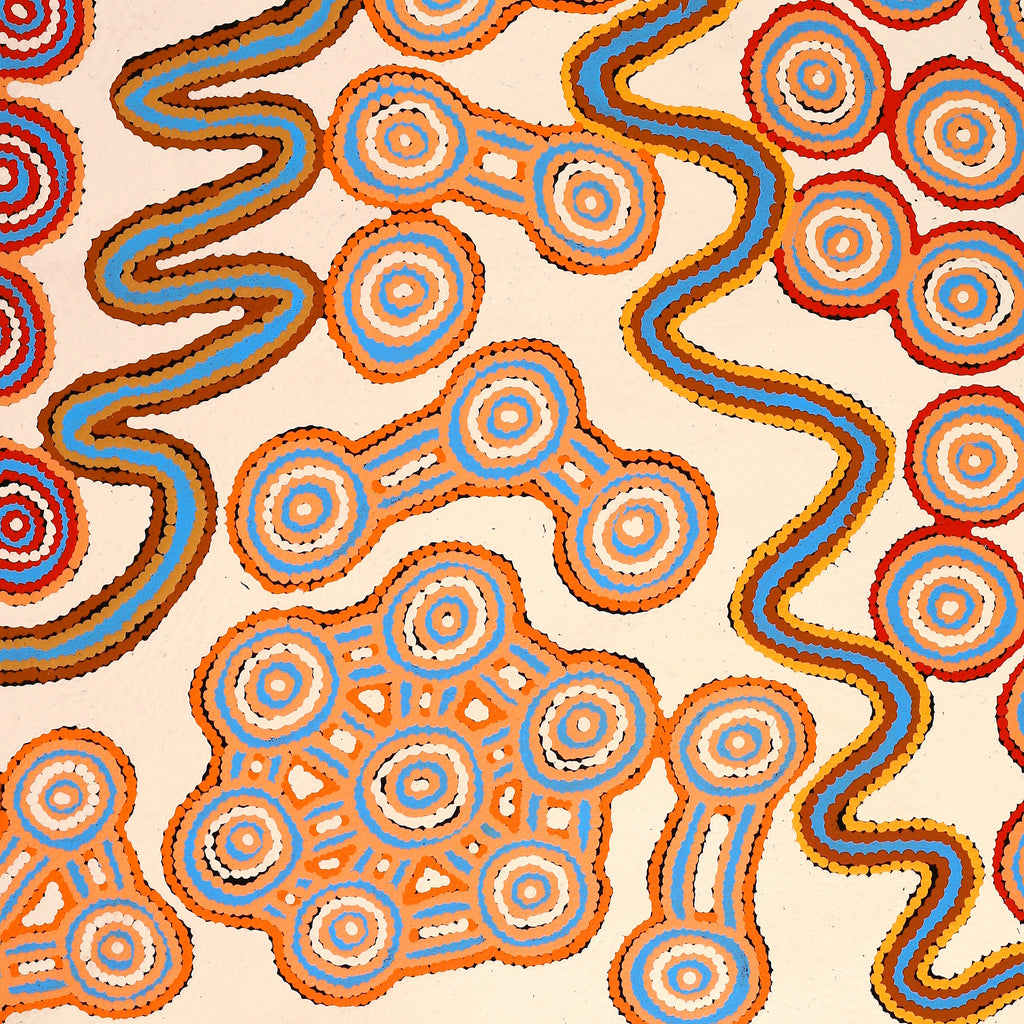 Aboriginal Artwork by Roschelle Nampijinpa Major, Warna Jukurrpa (Snake Dreaming), 122x91cm
