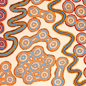 Aboriginal Artwork by Roschelle Nampijinpa Major, Warna Jukurrpa (Snake Dreaming), 122x91cm - ART ARK®