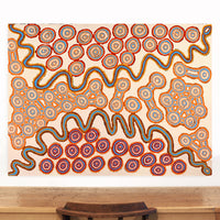 Aboriginal Art by Roschelle Nampijinpa Major, Warna Jukurrpa (Snake Dreaming), 122x91cm - ART ARK®