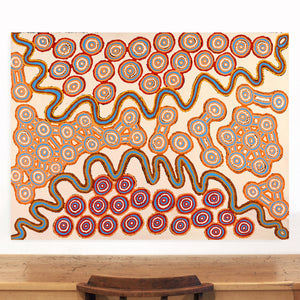Aboriginal Artwork by Roschelle Nampijinpa Major, Warna Jukurrpa (Snake Dreaming), 122x91cm - ART ARK®