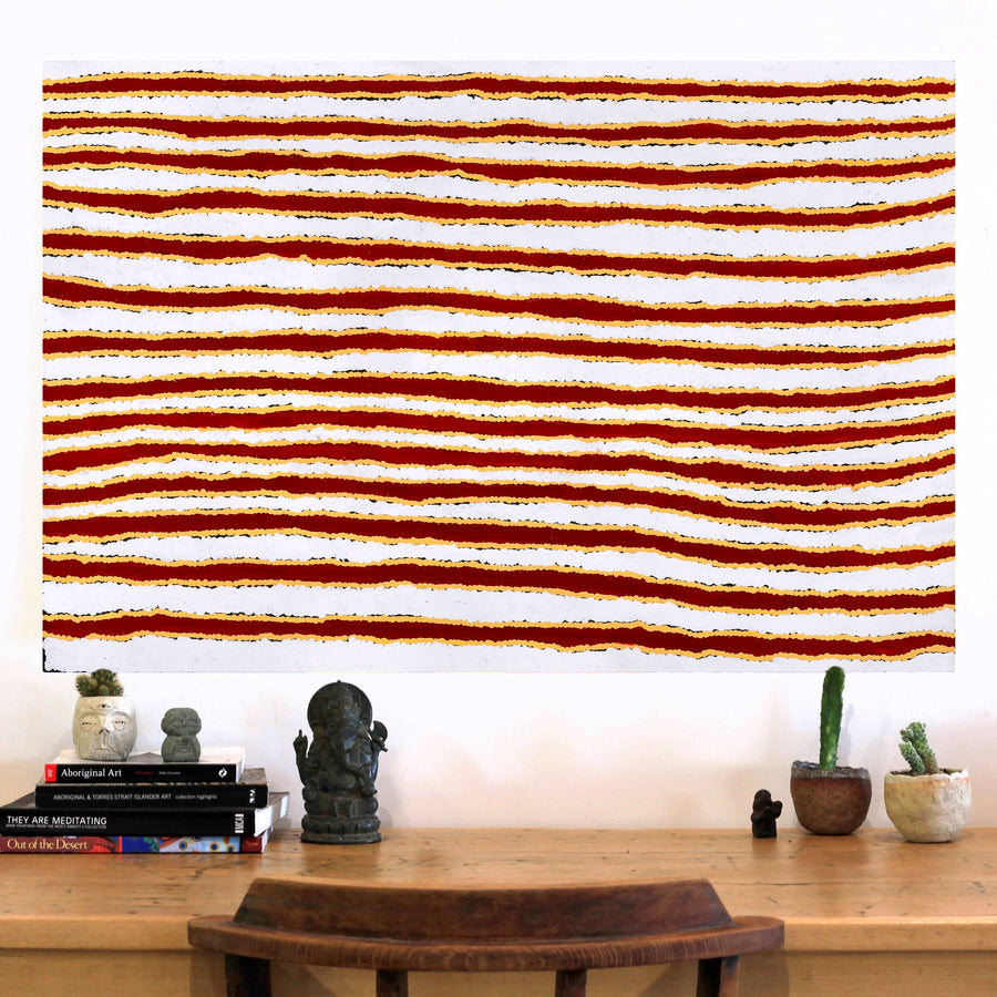 Aboriginal Artwork by Roschelle Nampijinpa Major, Warna Jukurrpa (Snake Dreaming), 91x61cm