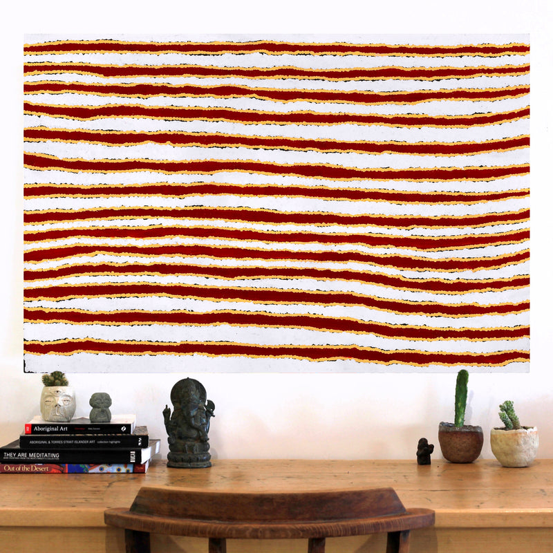 Aboriginal Artwork by Roschelle Nampijinpa Major, Warna Jukurrpa (Snake Dreaming), 91x61cm