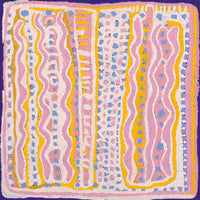 Aboriginal Artwork by Rosie Nangala Flemming, Ngapa Jukurrpa (water Dreaming) - Mikanji, 46x46cm