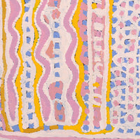 Aboriginal Artwork by Rosie Nangala Flemming, Ngapa Jukurrpa (water Dreaming) - Mikanji, 46x46cm