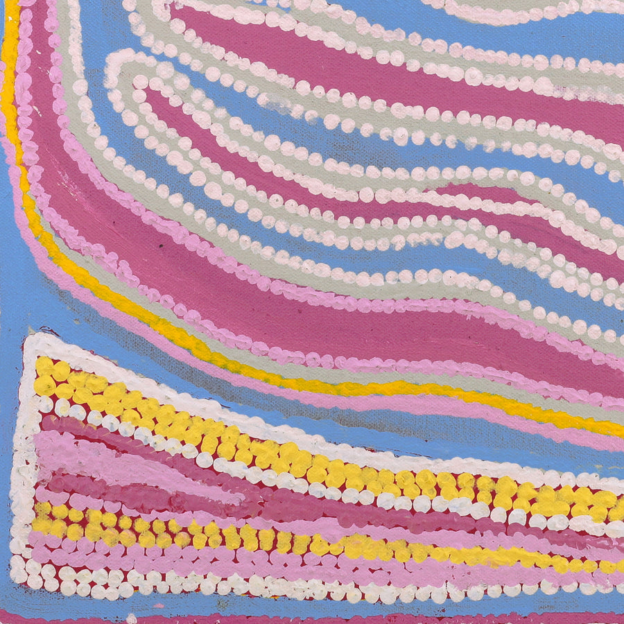 Aboriginal Artwork by Rosie Nangala Flemming, Ngapa Jukurrpa (water Dreaming) - Mikanji, 46x46cm