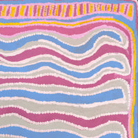 Aboriginal Artwork by Rosie Nangala Flemming, Ngapa Jukurrpa (water Dreaming) - Mikanji, 46x46cm
