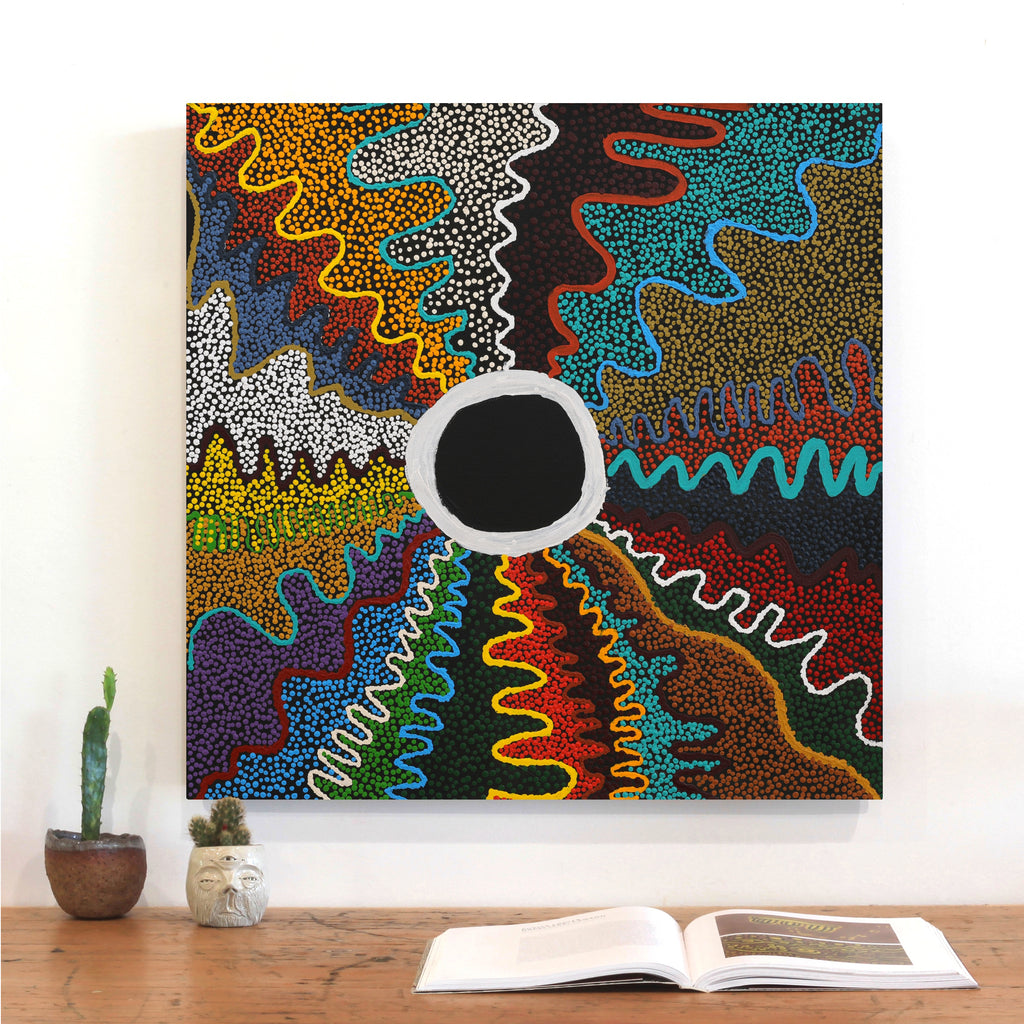 Aboriginal Artwork by Rowena Nelson, Ninuku Tjukurpa, 61x61cm