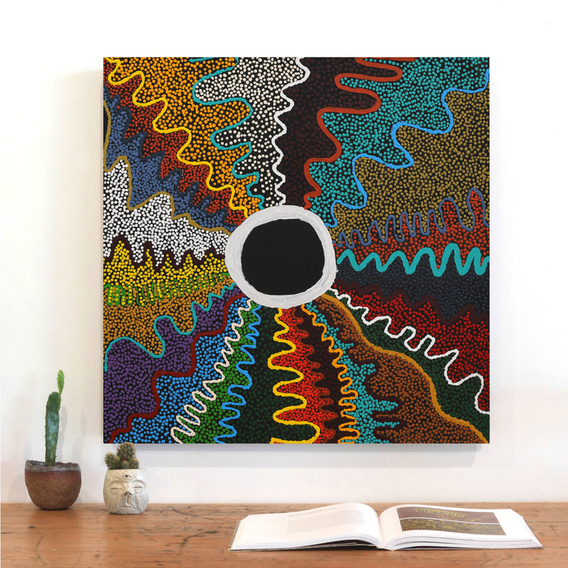 Aboriginal Artwork by Rowena Nelson, Ninuku Tjukurpa, 61x61cm