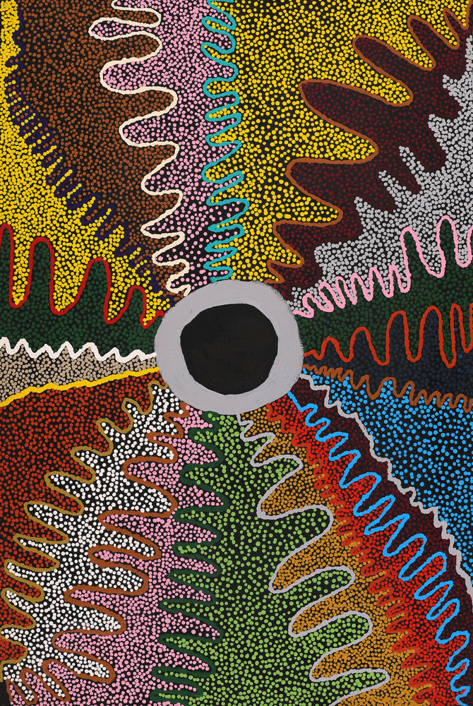 Aboriginal Artwork by Rowena Nelson, Ninuku Tjukurpa, 91x61cm