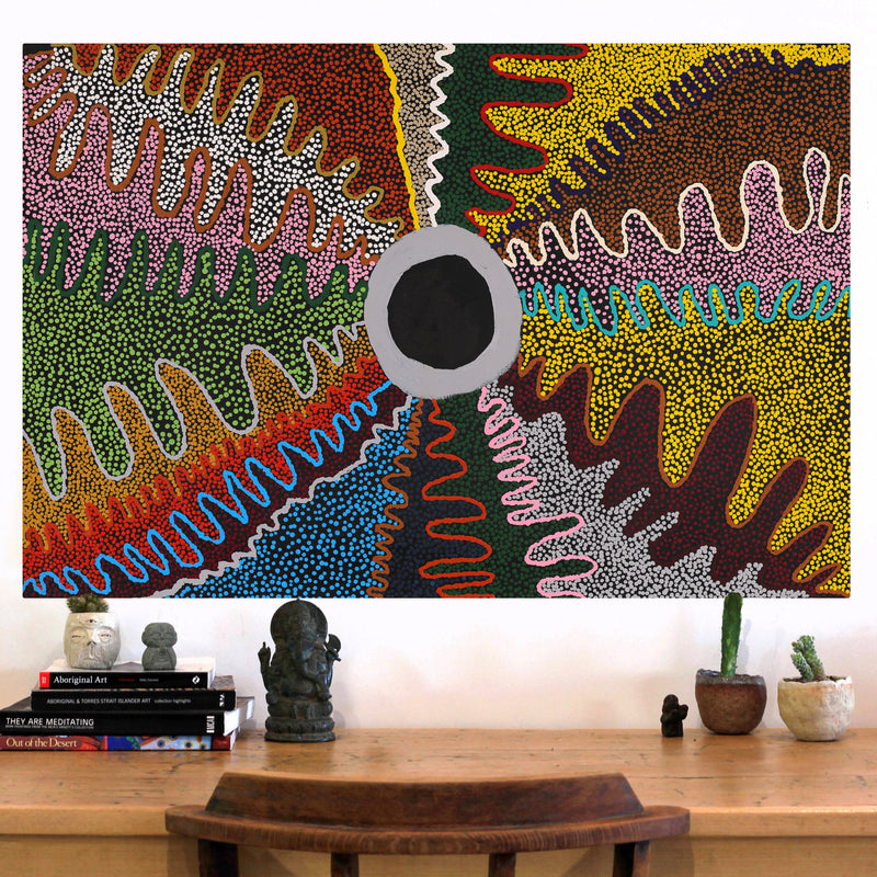 Aboriginal Artwork by Rowena Nelson, Ninuku Tjukurpa, 91x61cm
