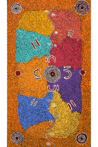 Aboriginal Artwork by Ruth Nungarrayi Spencer, Wardapi Jukurrpa (Goanna Dreaming) - Yarripilangu, 107x61cm