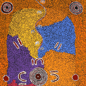 Aboriginal Artwork by Ruth Nungarrayi Spencer, Wardapi Jukurrpa (Goanna Dreaming) - Yarripilangu, 107x61cm - ART ARK®