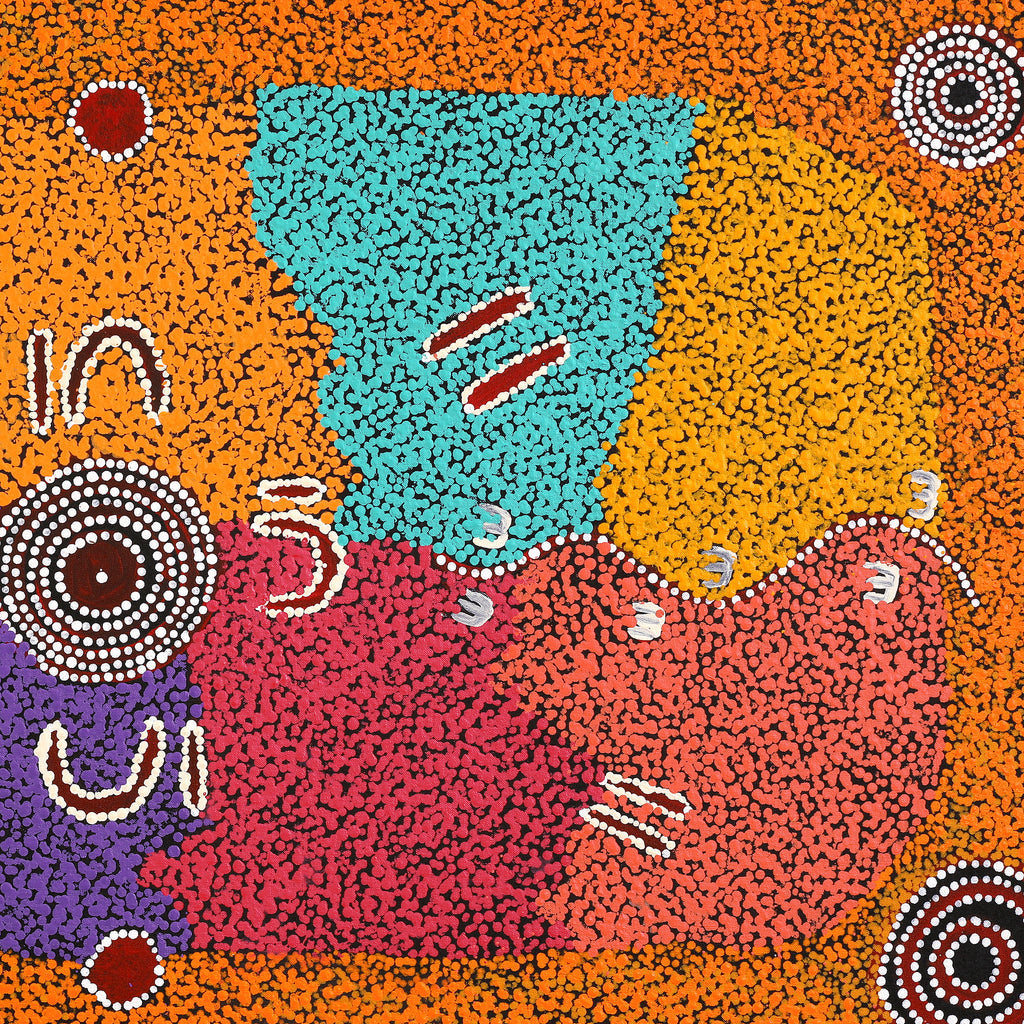 Aboriginal Artwork by Ruth Nungarrayi Spencer, Wardapi Jukurrpa (Goanna Dreaming) - Yarripilangu, 107x61cm