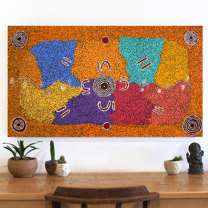 Aboriginal Artwork by Ruth Nungarrayi Spencer, Wardapi Jukurrpa (Goanna Dreaming) - Yarripilangu, 107x61cm