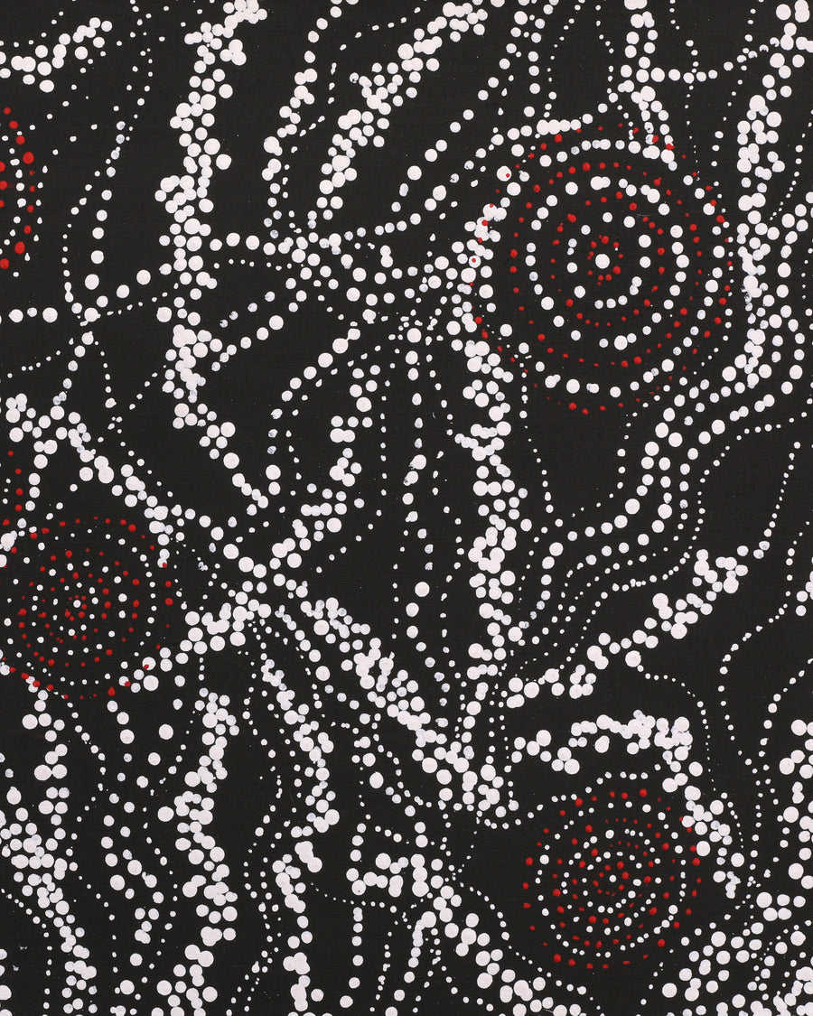 Aboriginal Artwork by Sabrina Napangardi Granites, Napaljarri-warnu Jukurrpa (Seven Sisters Dreaming), 76x46cm