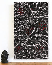 Aboriginal Artwork by Sabrina Napangardi Granites, Napaljarri-warnu Jukurrpa (Seven Sisters Dreaming), 76x46cm